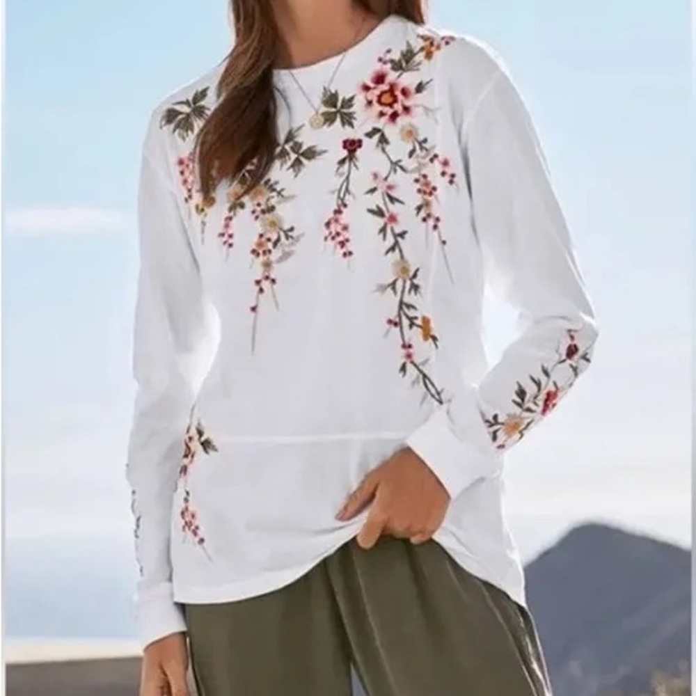 Johnny Was Acacia Sundance catalog L/S top sz M
